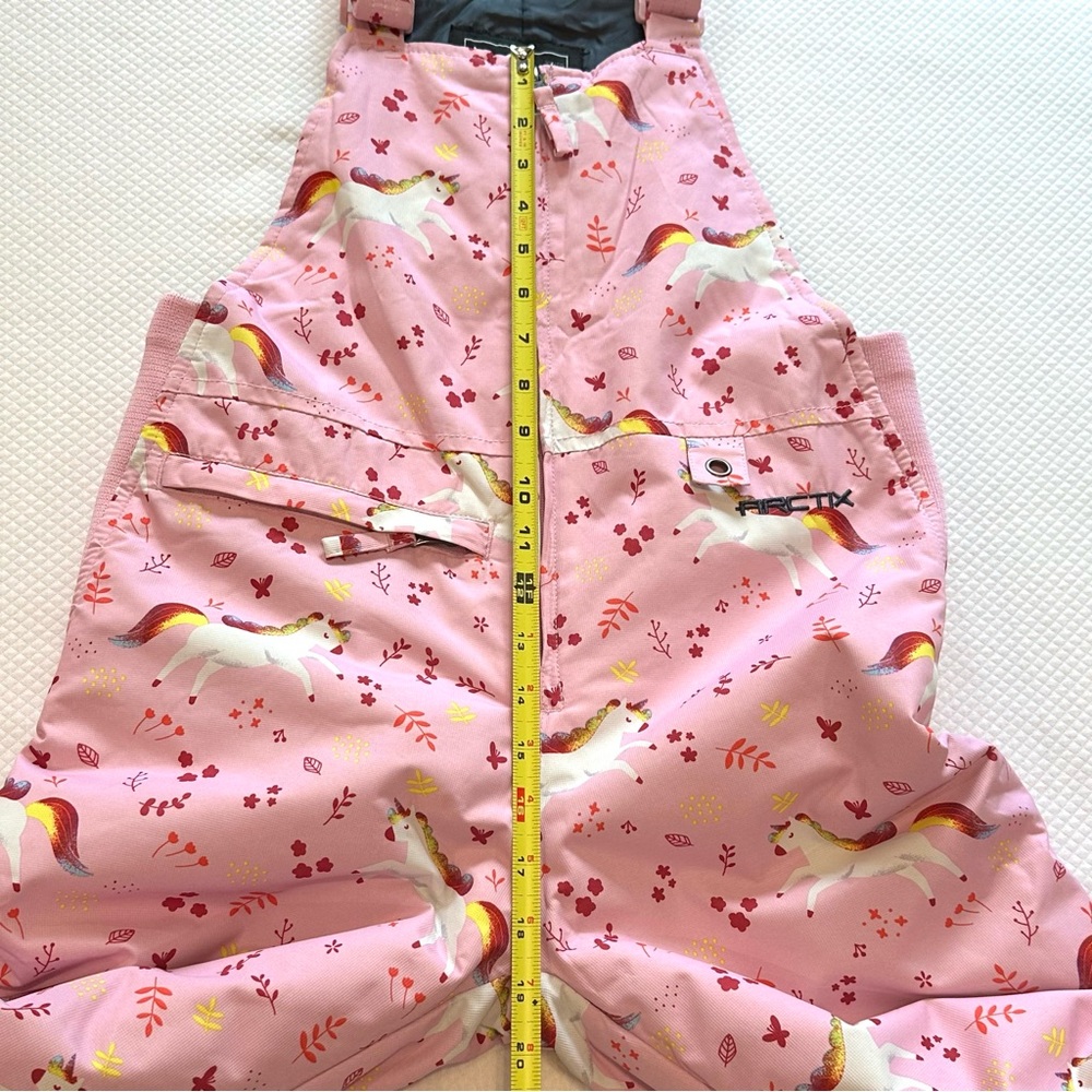 Arctix Kids Snow Bibs ⛄️ Ski ⛷️ Snowboard 🏂 Sledding 🛷 Pink Unicorn Design - Picture 4 of 9
